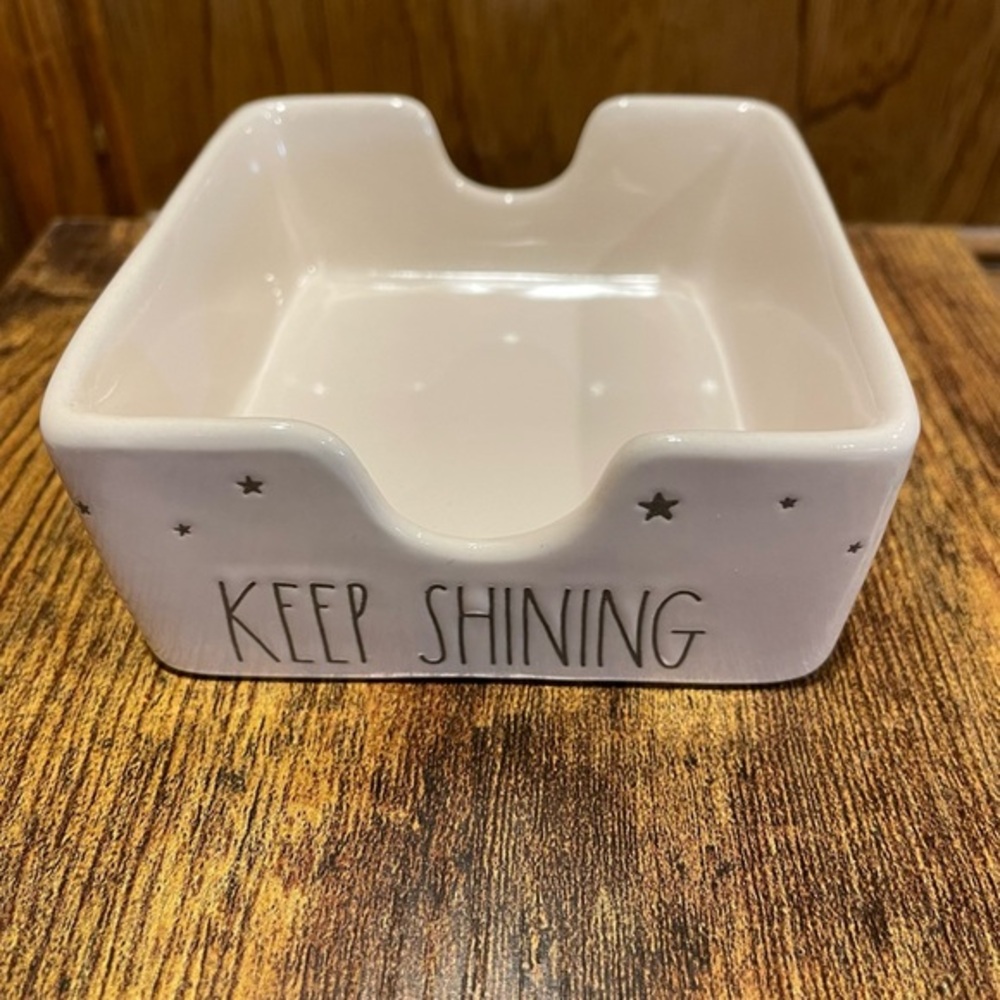 Rae Dunn KEEP SHINING Stars Ceramic Post It Note Holder BRAND NEW!